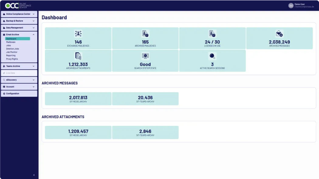 Langfristige Sicherung  von E-Mails und Daten in Microsoft 365
