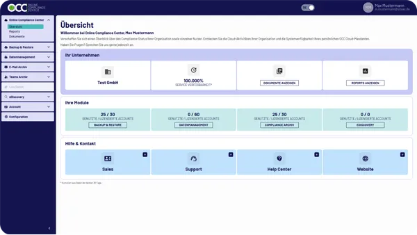 Dashboard Online Compliance Center